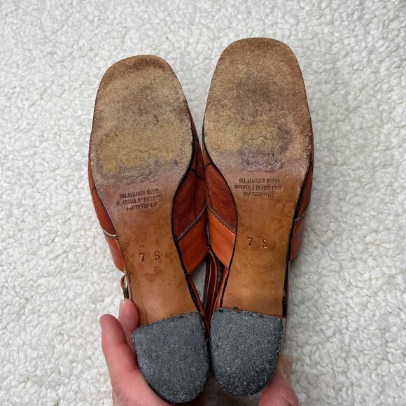 Van Eli Europa Leather Rust Sling Back Heels 7 - Picture 8 of 10